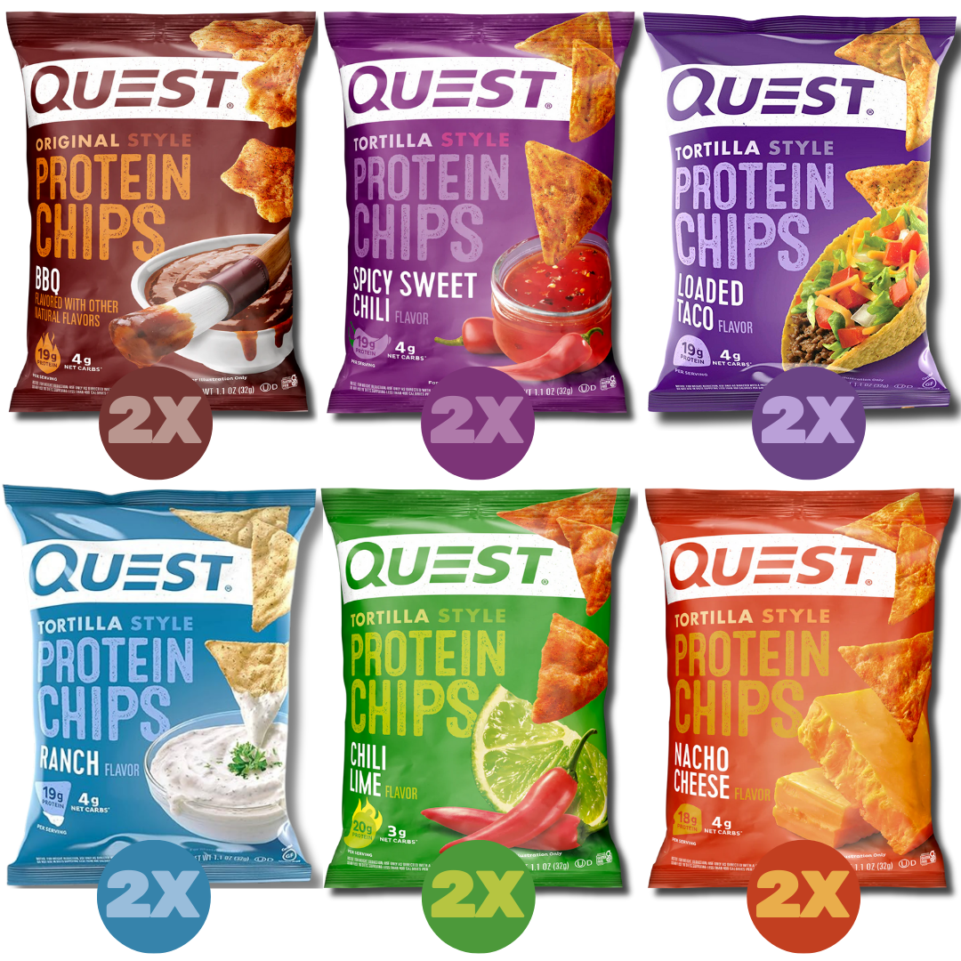 Quest Protein Chips Variety 12ct (6 Flavors, 18–20g Protein, 140–150 Cal) + 4 MIMM Mints