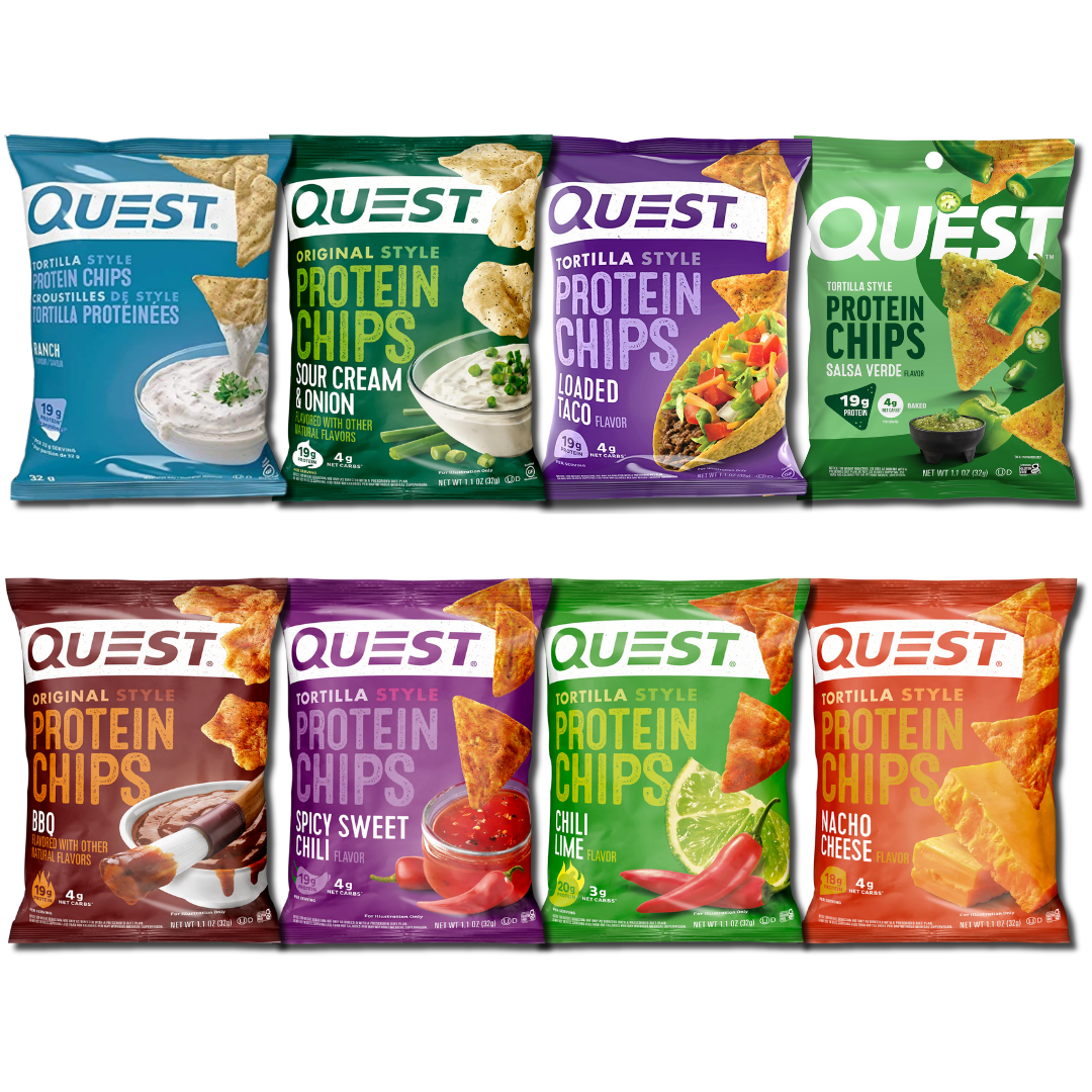 Quest Protein Chips Variety Pack, High Protein Low Carb Snack, 8 Flavors, 8 Count