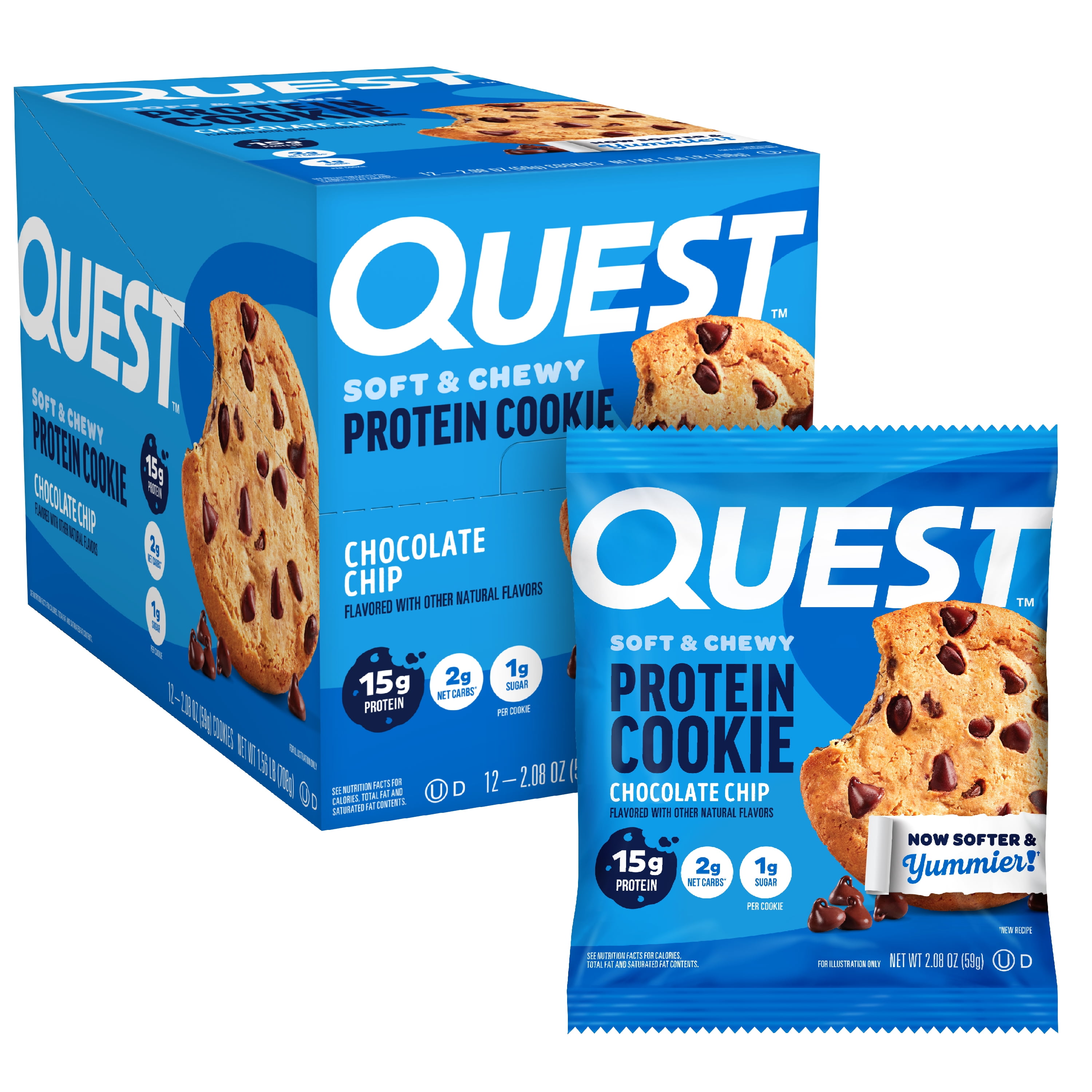Quest Protein Cookie, Chocolate Chip, 15g Protein, 12 Count