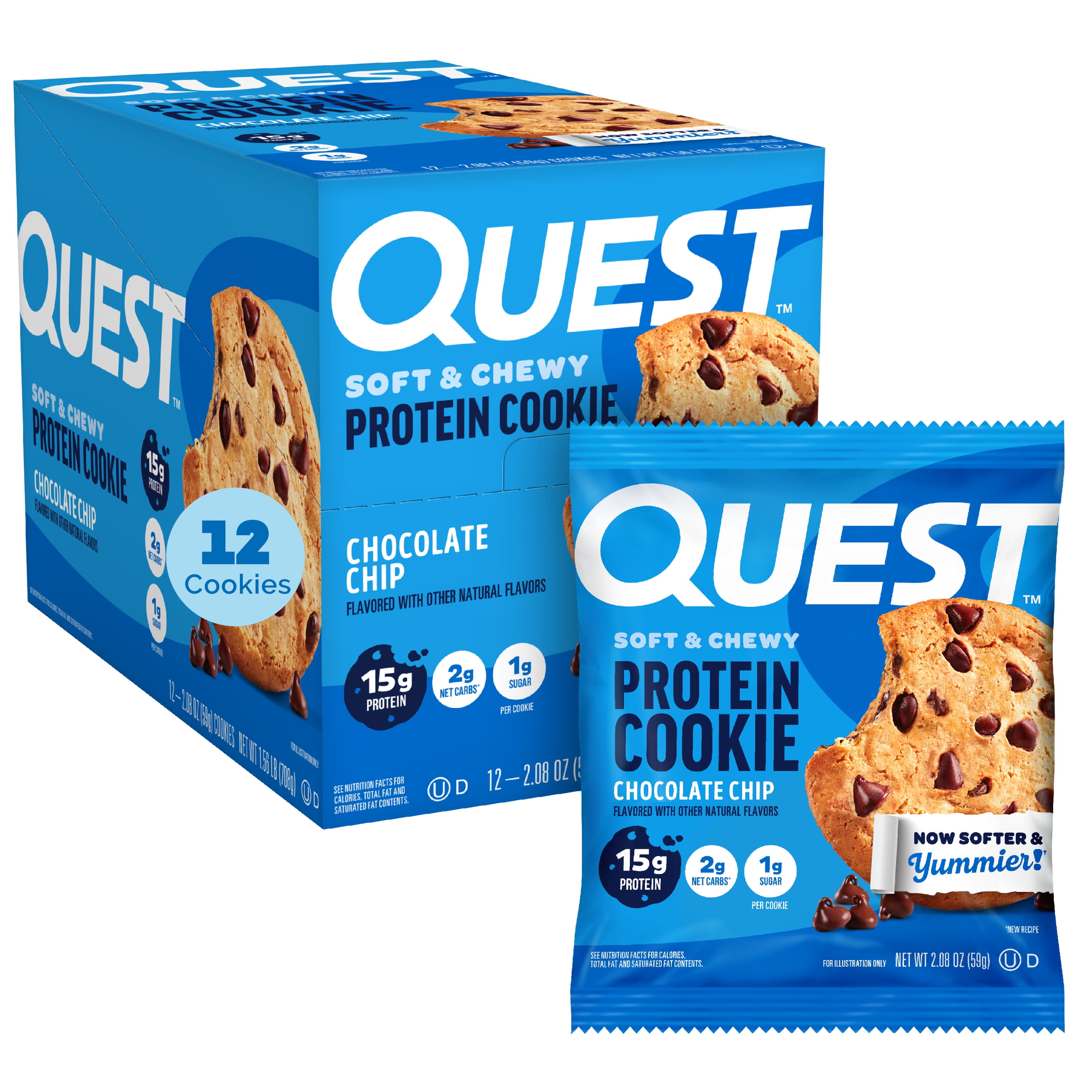Quest Protein Cookie, Chocolate Chip, 15g Protein, 12 Count