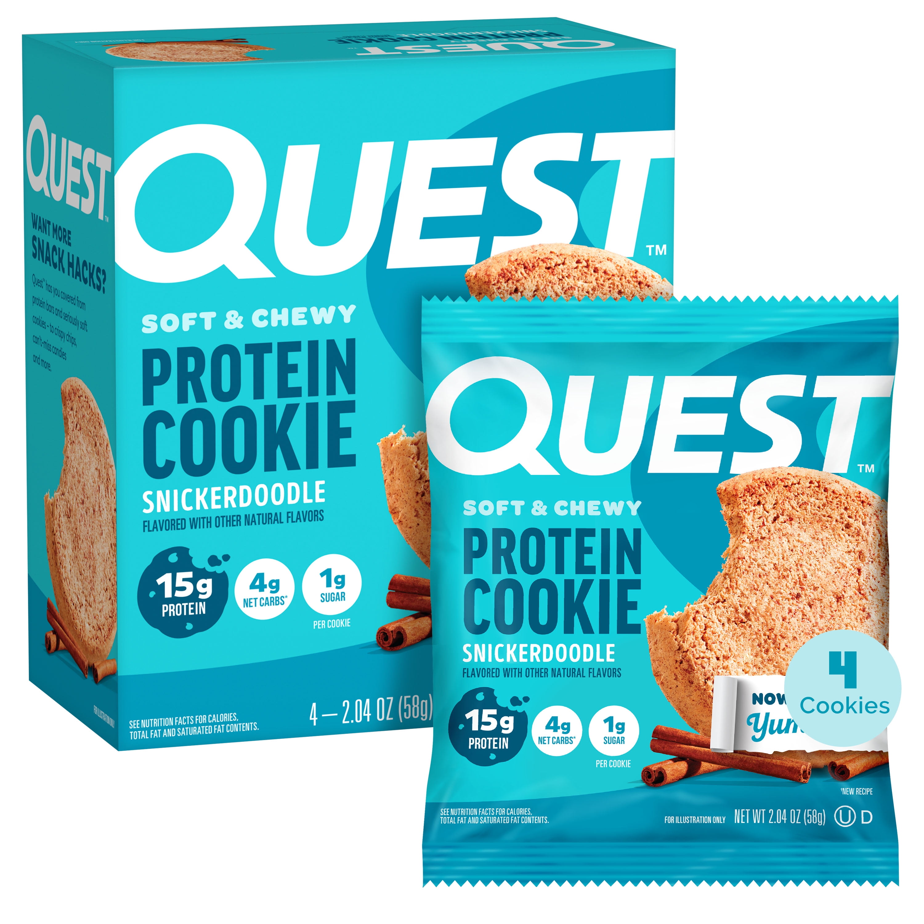 Quest Protein Cookie, High Protein, Snickerdoodle, 4 Count