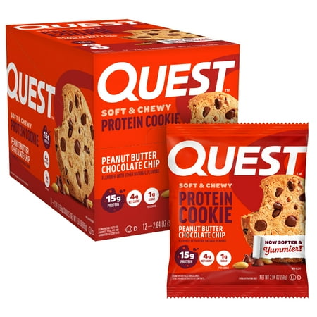 Quest Protein Cookie, Keto Friendly, Peanut Butter Chocolate Chip Flavored, Soft and Chewy, 12 Count