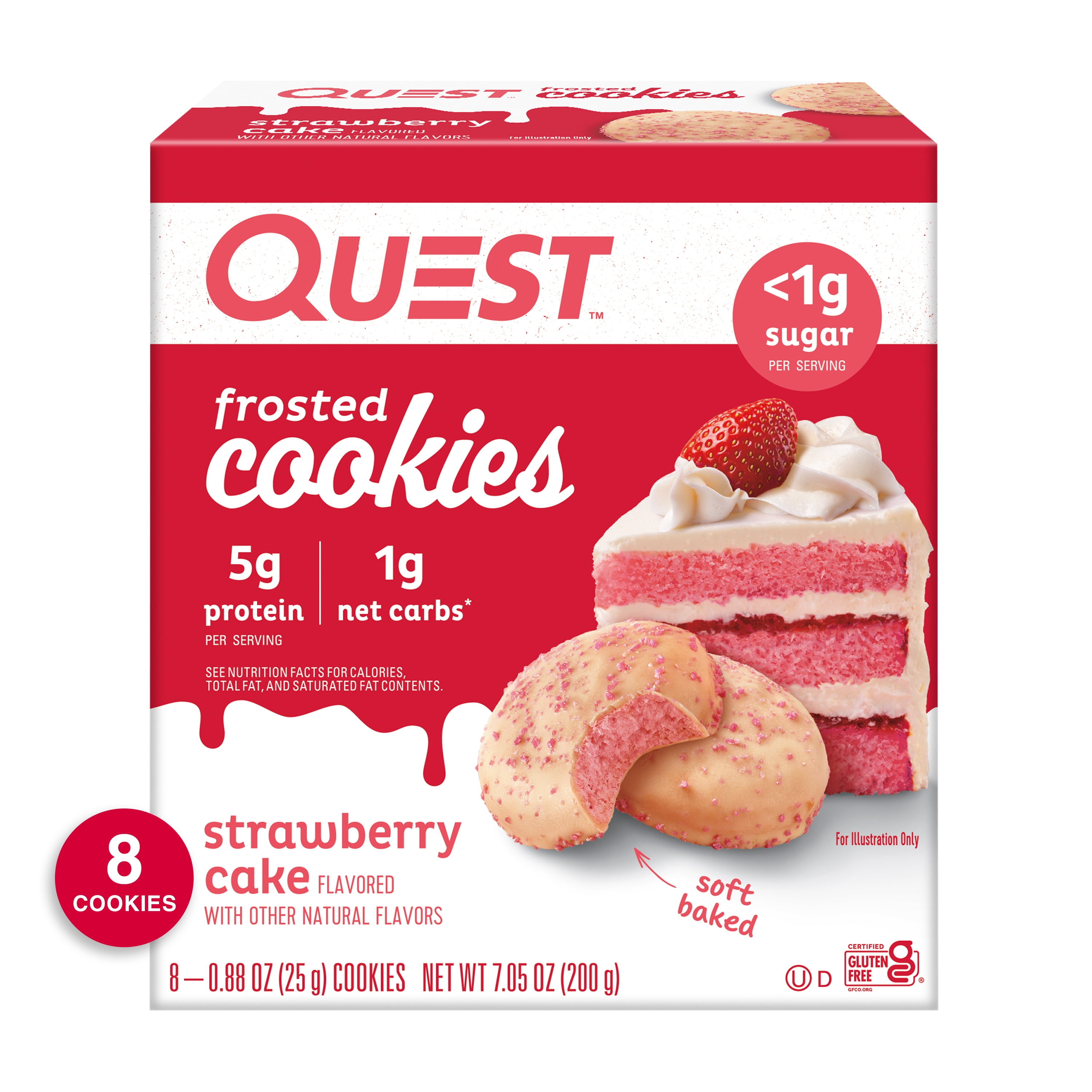 Quest Frosted Protein Cookie, Strawberry Cake Flavored, 8 Count