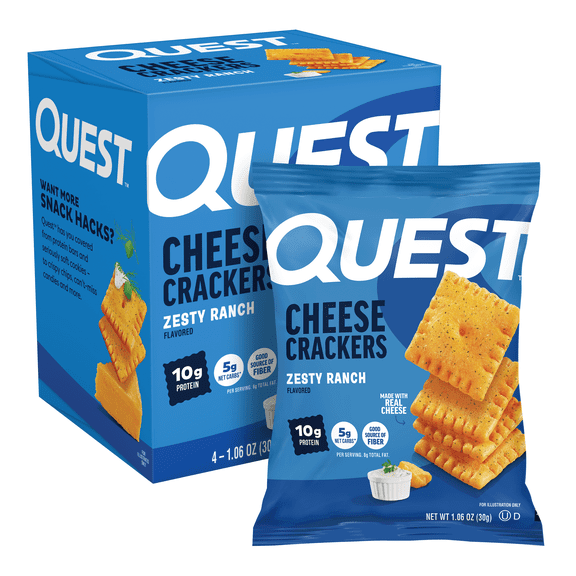 Quest Protein Crackers, Zesty Ranch Flavored, Cheesy Protein Crackers,10g of Protein, 4 Count