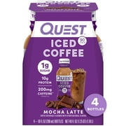 Quest Iced Coffee Mocha Latte, 90 Calories, 200mg of caffeine, 4 Count