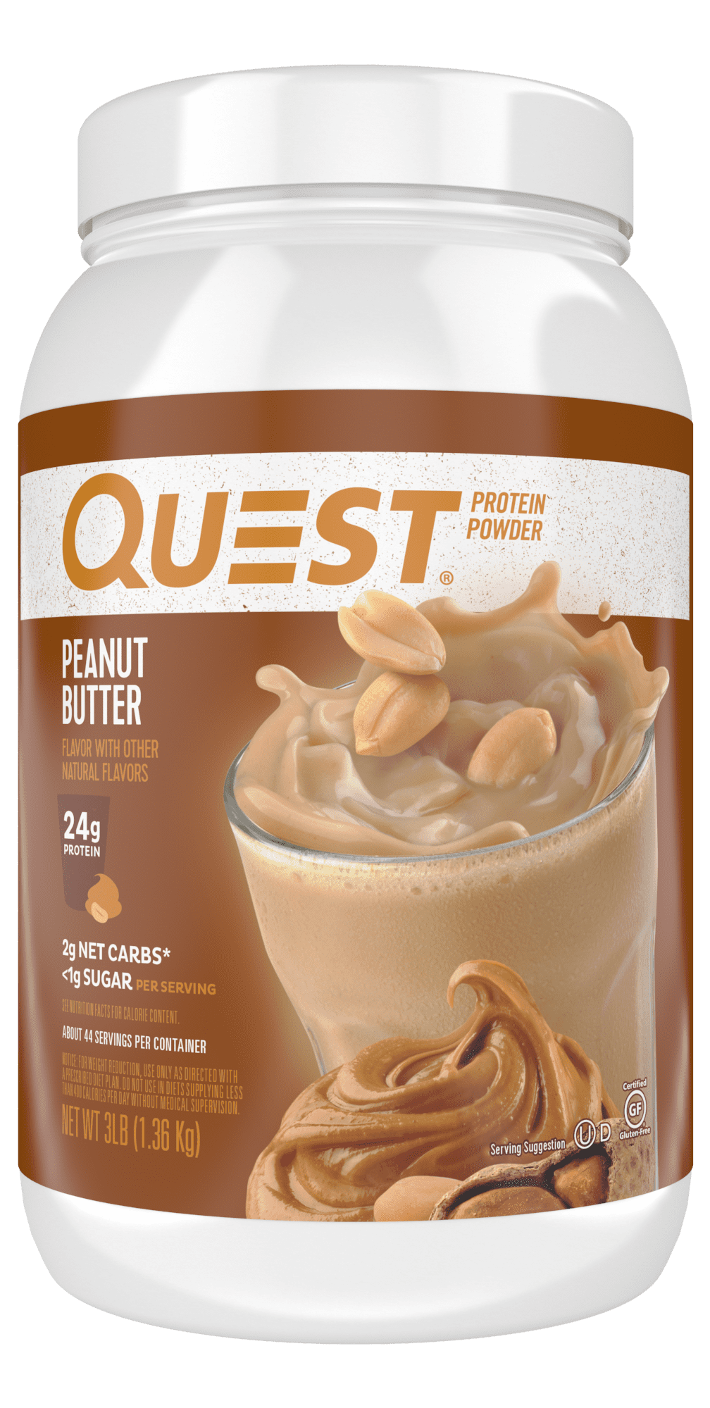 Quest Protein Powder, Peanut Butter, 24g Protein, 3lb, 48oz