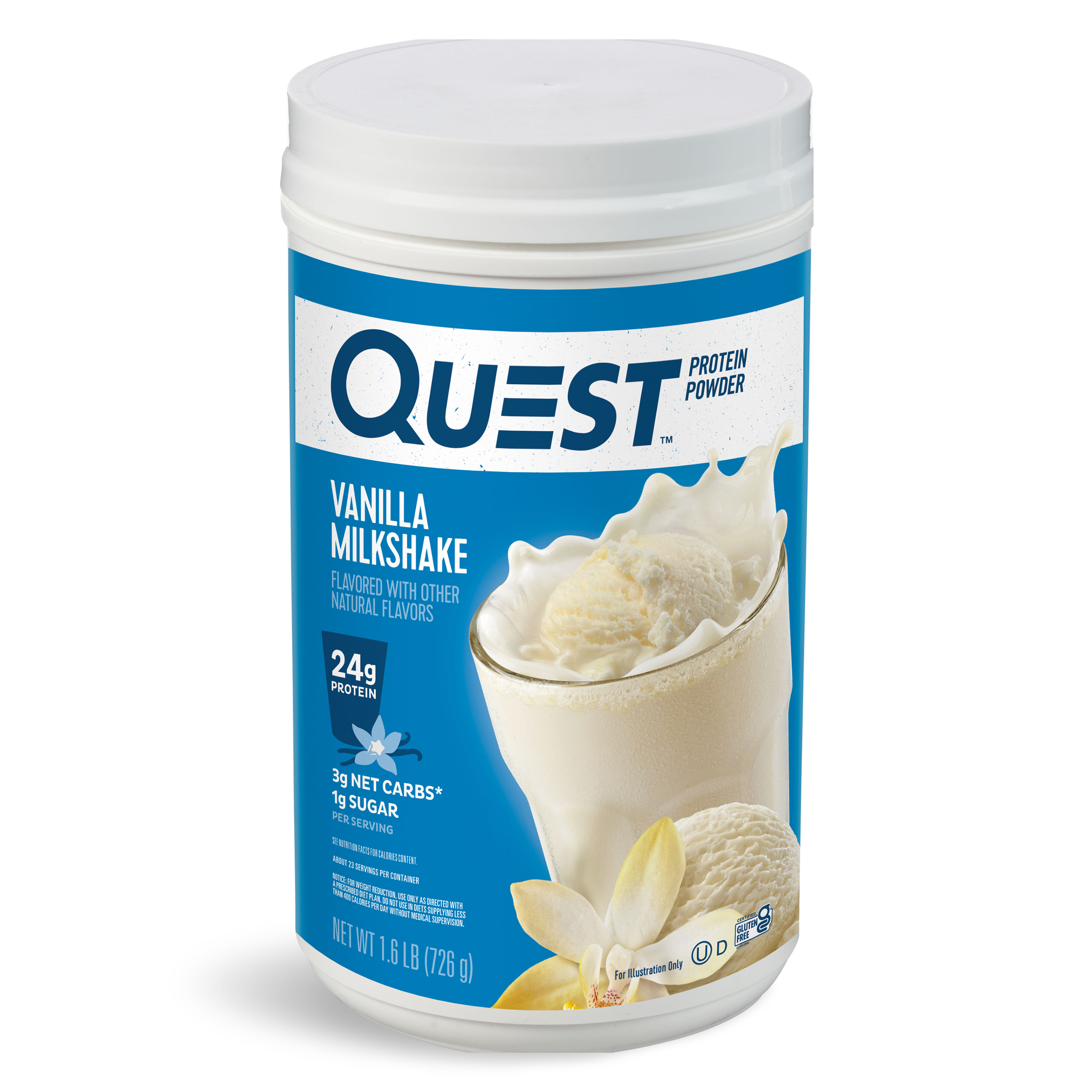 Quest Protein Powder, Vanilla Milkshake, 24g Protein, 1.6 lb., 25.6 oz - image 1 of 8