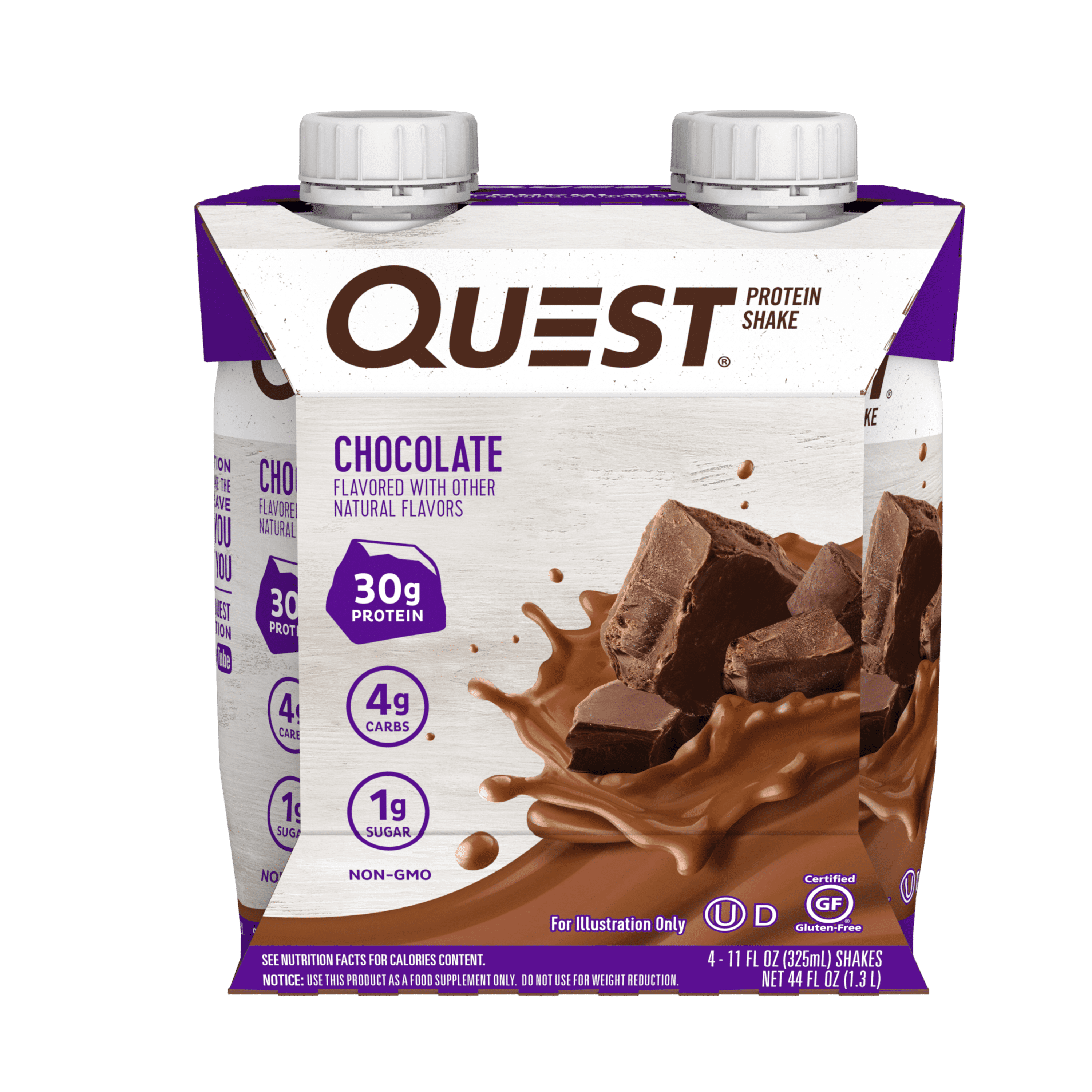 Quest Protein Shake, Chocolate, 30g Protein, Gluten Free, 4 Count