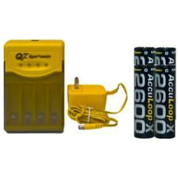 Quest Q2 Smart Charger + 4 AA AccuPower AccuLoop-X NiMH Batteries (2600 mAh)