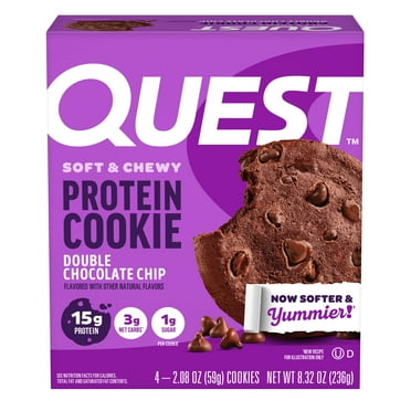 Quest Soft & Chewy Protein Cookie, High Protein, Double Chocolate Chip, 4 Count