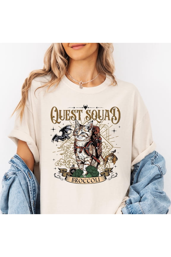 Quest Squad Cat Broccoli Shirt, Ridoc Romantasy Fan Tee All Size S-5XL