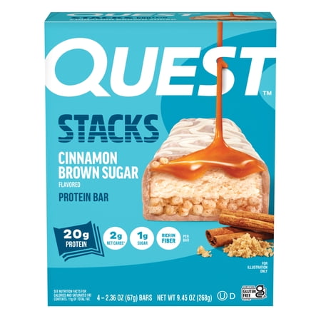 Quest Stacks Protein Bars, Cinnamon Brown Sugar, 20g of Protein, 4 Count