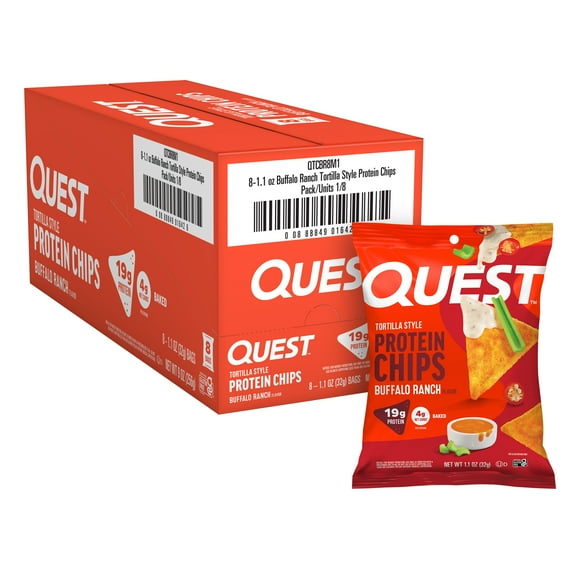 Quest Tortilla Style Protein Chips, Buffalo Ranch Flavor, Baked, 8 Count