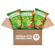 Quest Tortilla Style Protein Chips, Chili Lime Flavored, Baked, 1.1oz Bags, 12 Count