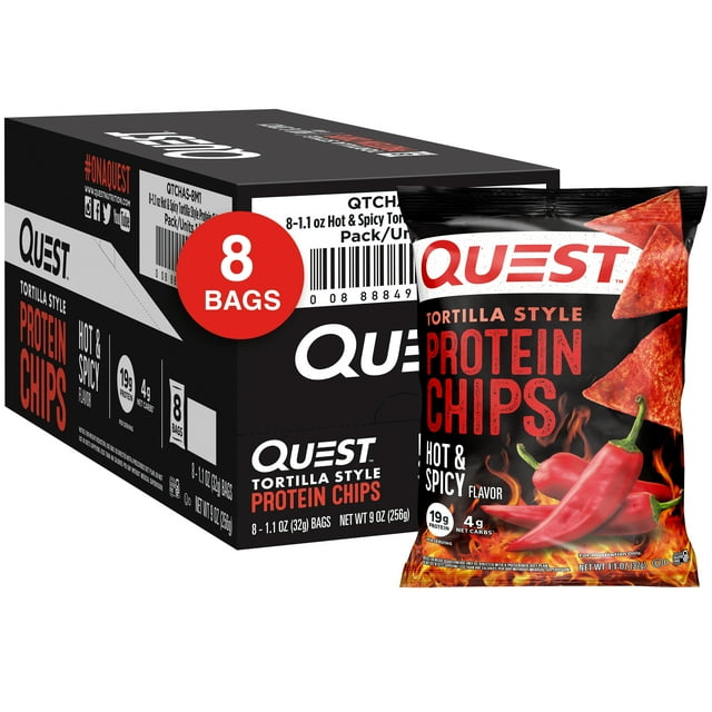 Quest Hot & Spicy Tortilla Style Protein Chips, 19g Protein, 1.1 Oz