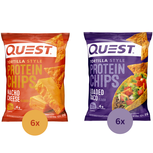 Quest Tortilla Style Protein Chips, Nacho Cheese and Loaded Taco