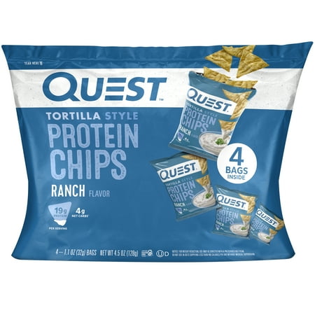 Quest Tortilla Style Protein Chips, Ranch, Baked, Gluten Free, 4 Count