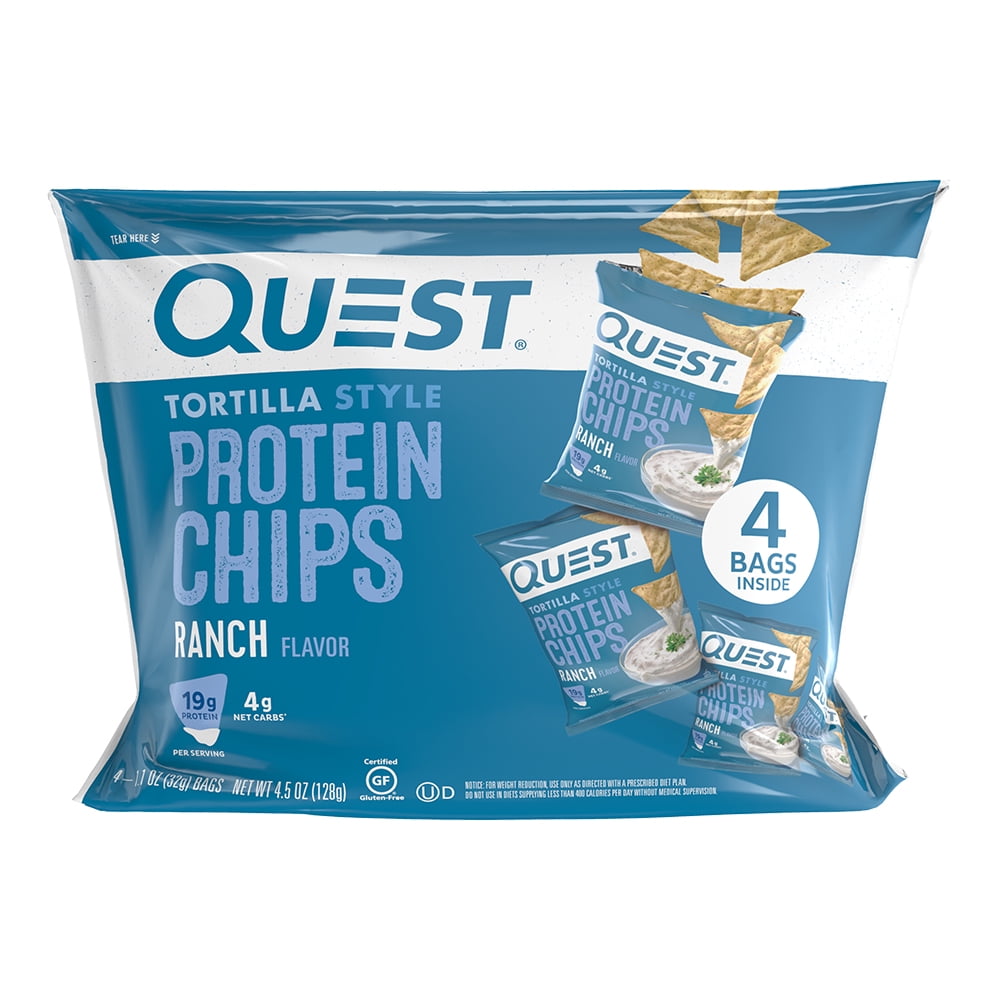 Quest Tortilla Style Protein Chips, Ranch, Baked, Gluten Free, 4 Count