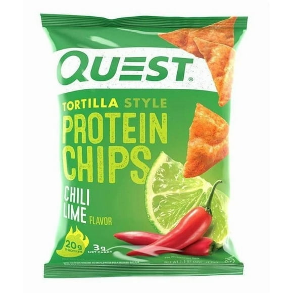 Quest Tortilla Style Protein Chips with 20g of Protein, Chili Lime Flavor, 1.1 Oz, Single