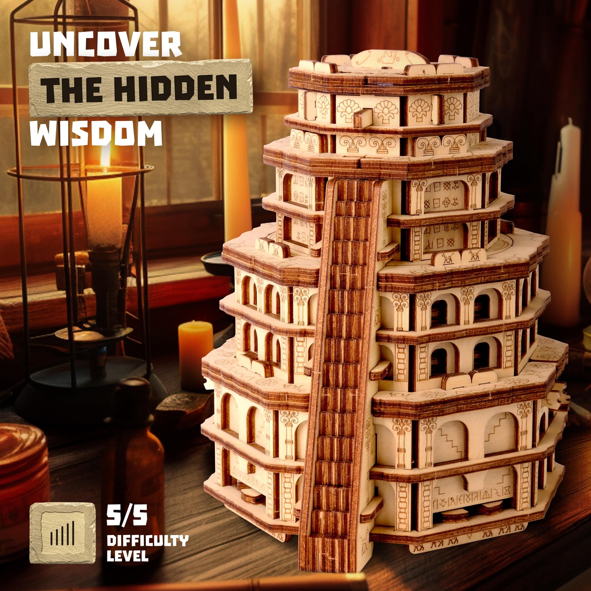 Quest Tower  Puzzle Box - Wooden Escape Room Experience