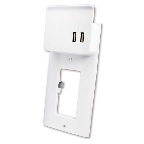 Quest Wall Plate W/ Dual USB Charging, White, ETL