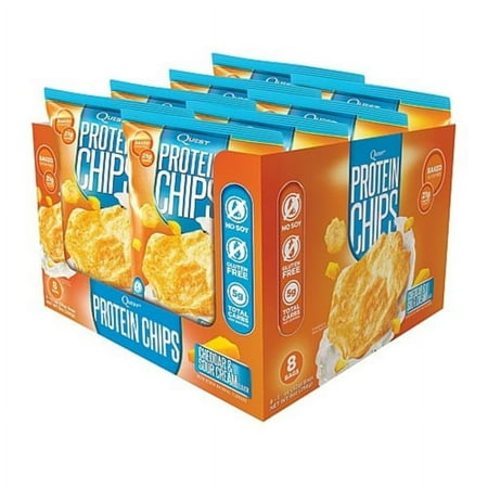 Quest White Cheddar & Sour Cream Flavor Protein Chips 1 oz Bags - Pack of 8