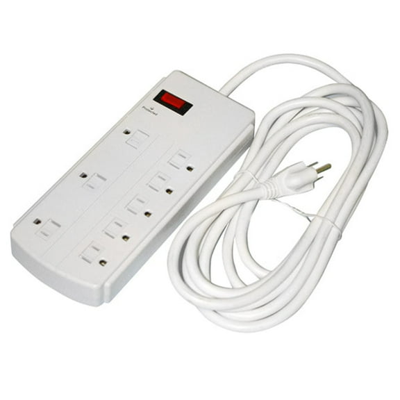 Quest Wide Surge Strip, 8-Outlets + 12Ft. Cord, White, ETL
