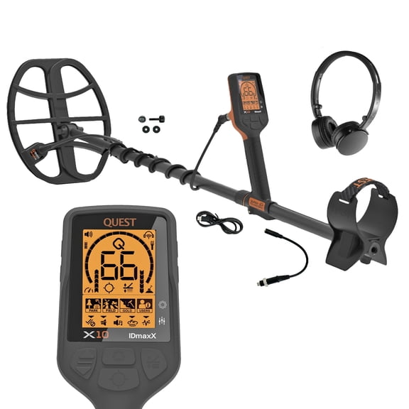 Quest X10 IDmaxX Metal Detector with WireFree Lite Wireless Headphones