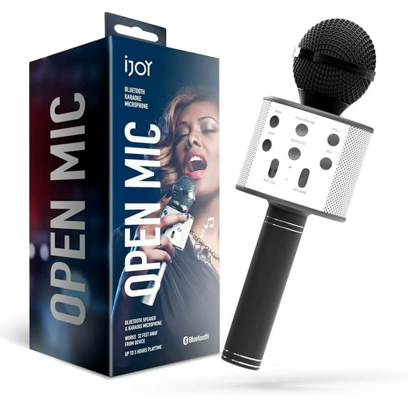 iJOY Portable Wireless Karaoke Microphone and Speaker with Recorder, Black