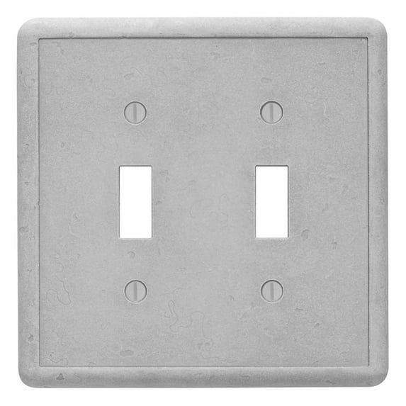 Questech Decor Double Toggle Light Switch Cover, Tumbled Texture, Gray