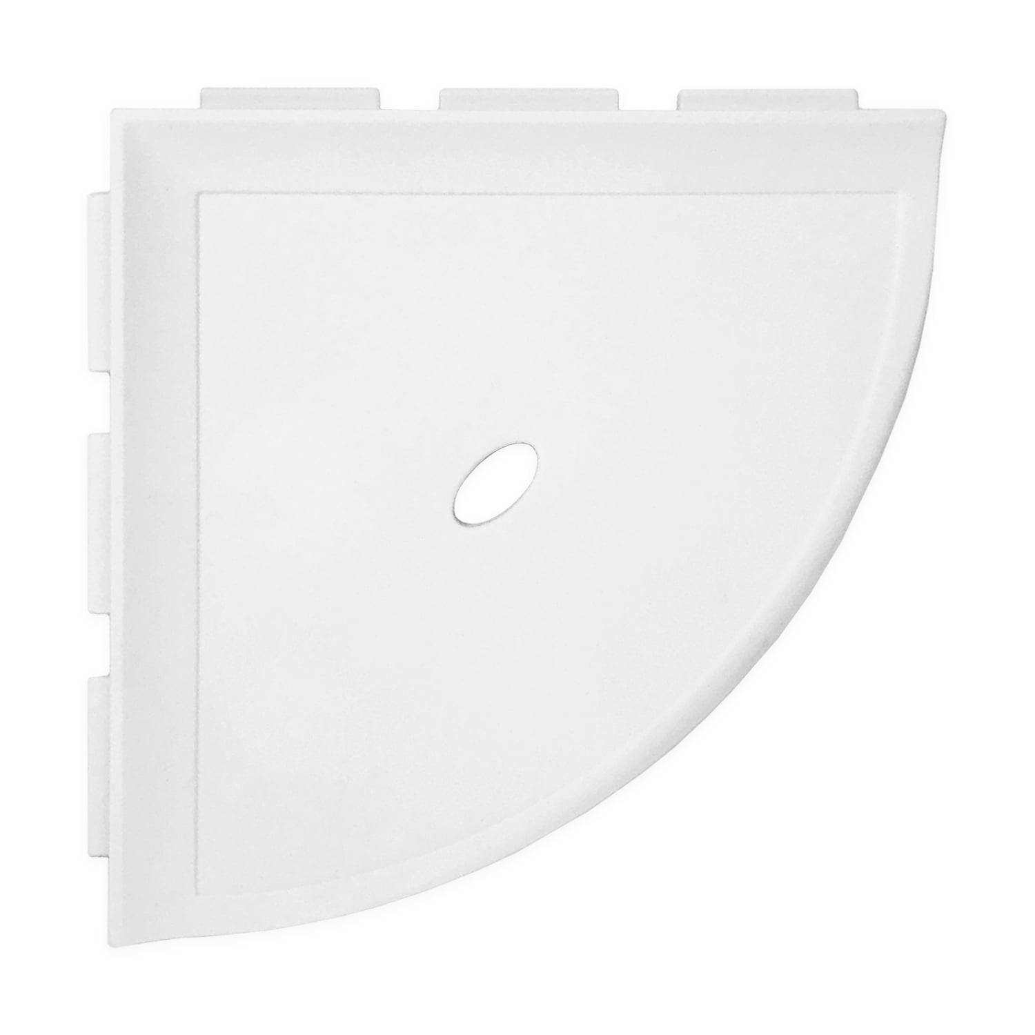 Questech Decor Shower Shelf, 8 inch Geo Lugged, Bright White Matte