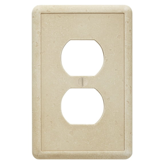 Questech Decor Single Duplex Outlet Cover, Tumbled Texture, Travertine