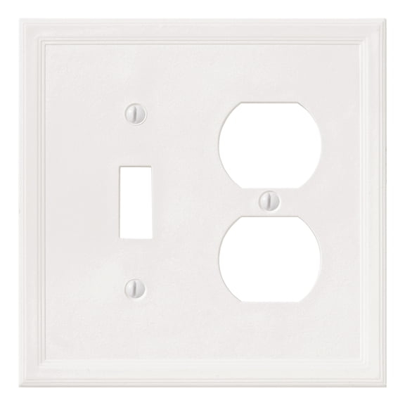 Questech Decor Toggle/Duplex Combo Wall Plate, Cornice Outlet Cover, White