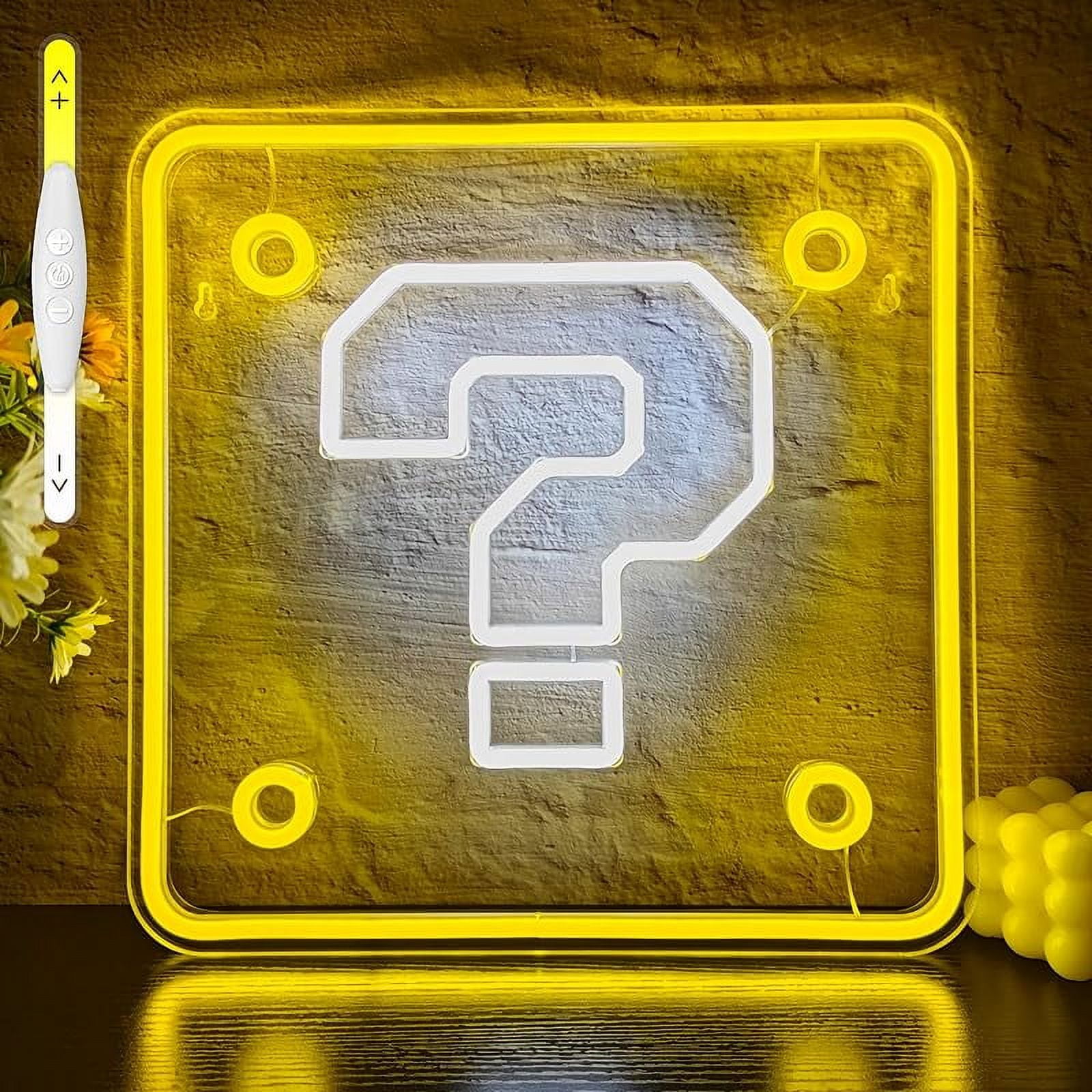 Question Block Neon Sign,Dimmable Question Square Neon Light for Game ...