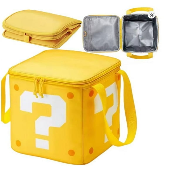 Question Mark Block Lunch Bag Food Thermal Box Waterproof Cooler Lunchbox Insulated Size 8"x8"8"