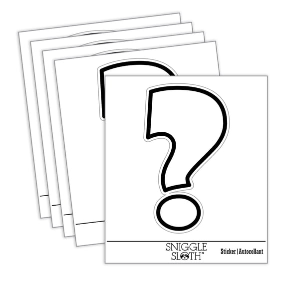 Question Mark Bold Outline Car Window Bumper Water Bottle Phone Tablet Laptop Waterproof Vinyl Decal Sticker Set 5-Pack - Gloss Finish - 4.0"