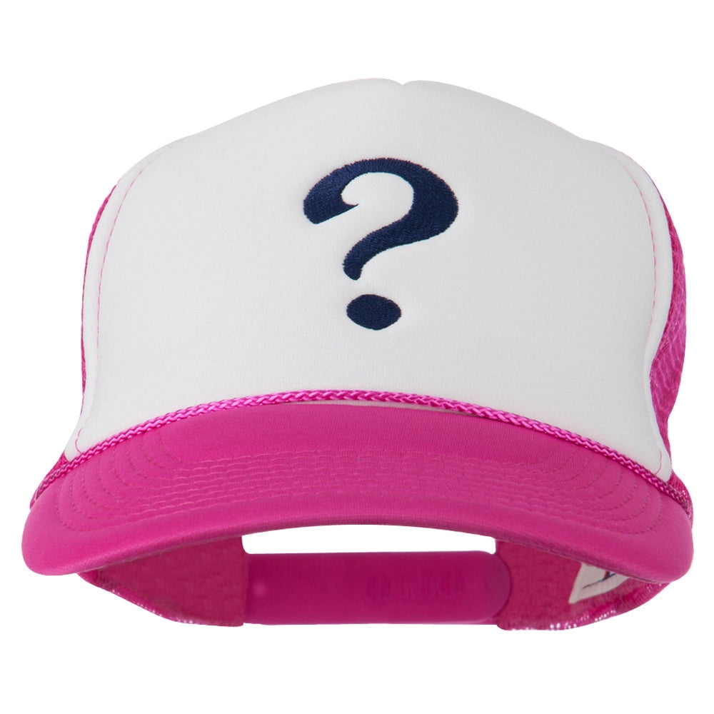 Question Mark Embroidered Foam Mesh Cap - Hot Pink White OSFM - Walmart.com