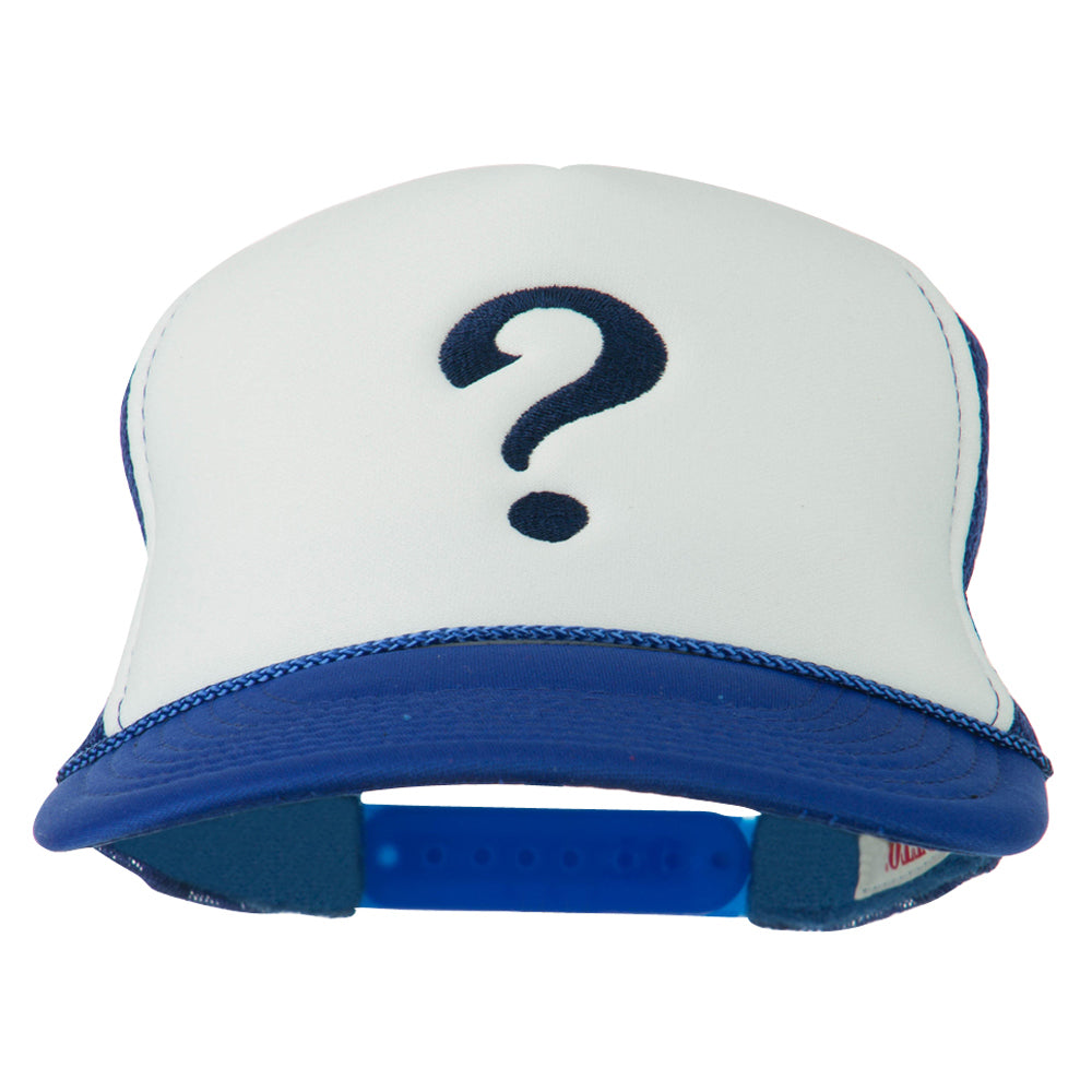 Question Mark Embroidered Foam Mesh Cap - Royal White OSFM - Walmart.com