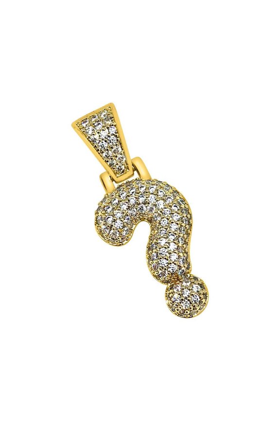 ? Question Mark Symbol Gold CZ Bling Bling Pendant