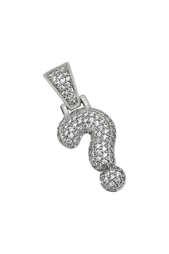 ? Question Mark Symbol Rhodium CZ Bling Bling Pendant