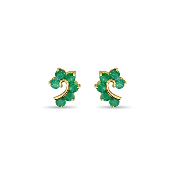Question Shaped Emerald Studs 14k Yellow Gold