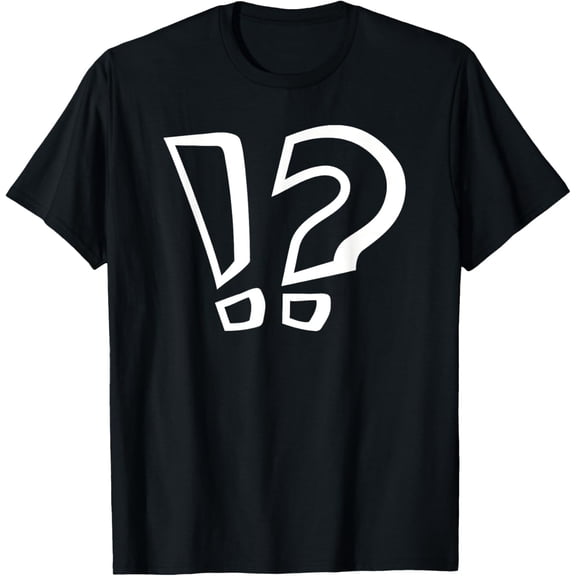 Question mark exclamation point T-ShirtMen and women, Black T-shirt, size: Extra large