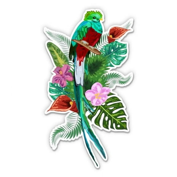 Quetsal Tropical Flowers Pretty Costa Rica - 3" Vinyl Sticker - For Car Laptop Water Bottle Phone - Waterproof Decal