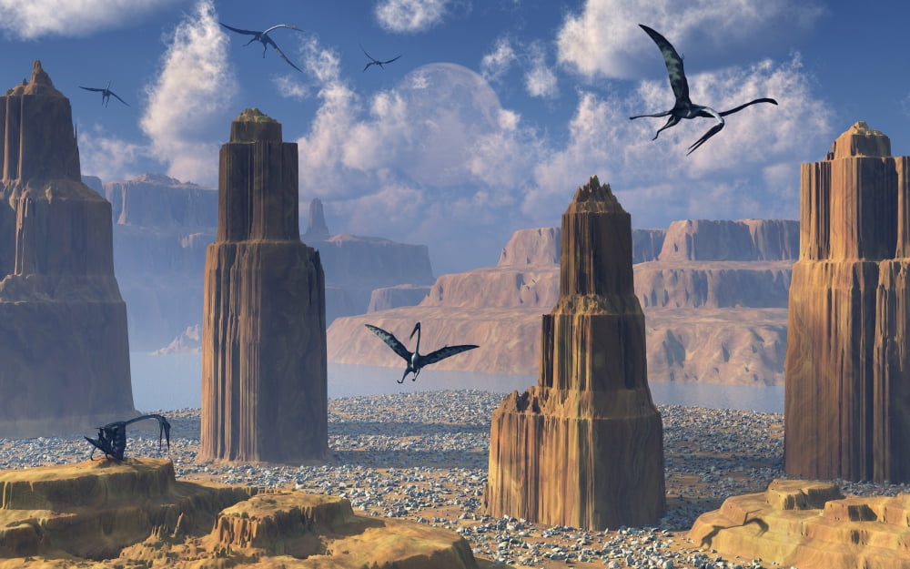 Quetzalcoatlus dwelling place Canvas Art - Mark StevensonStocktrek Images (18 x 12)