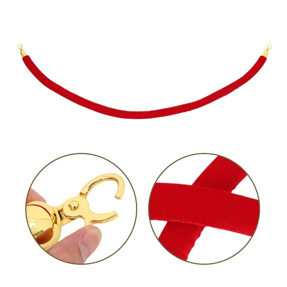 ETEREAUTY Stanchion Rope Red Heavy Duty Hooks for Crowd Management Wear-Resistant