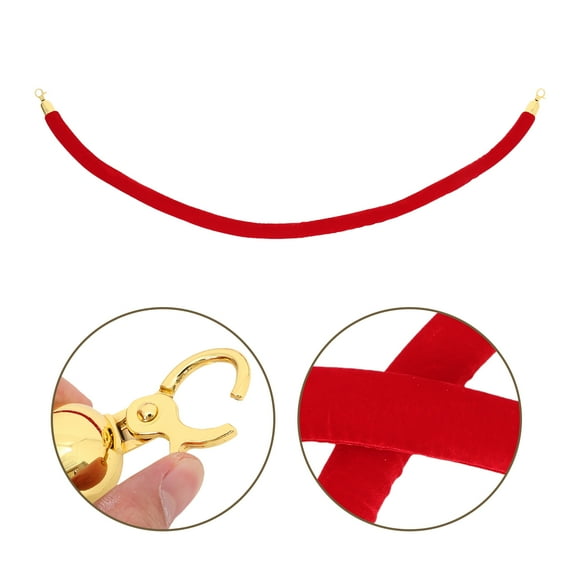 ETEREAUTY Stanchion Rope Red Heavy Duty Hooks for Crowd Management Wear-Resistant