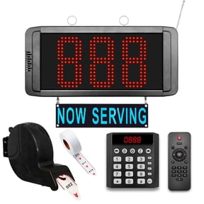 Queue Wireless Calling System Take a Number System with 3-Digit LED Now Serving Display Numeric Keypad Call Ticket Dispenser (with 2 Groups from 000-999) for Restaurant Bank Clinic Line Management