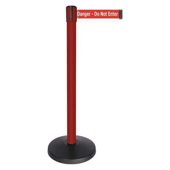 Queueway Barrier Post,Red Post,Red/White Txt Belt QPLUS-21-RI