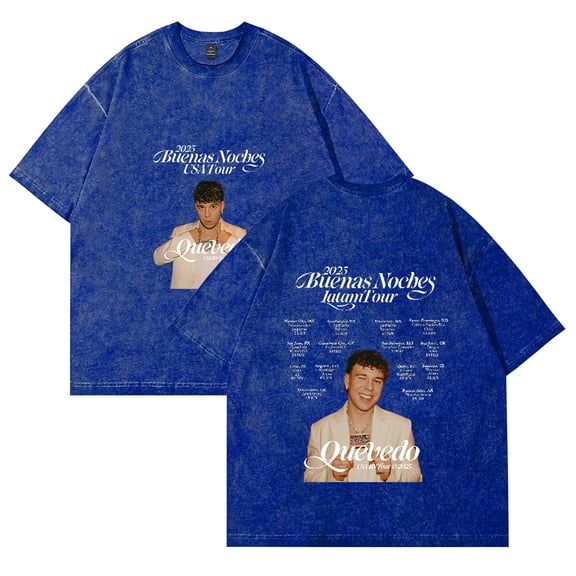 Quevedo Buenas Noches Latam Tour 2025 Cotton Vintage Wash Tee Shirt