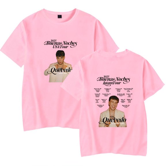Quevedo Buenas Noches Latam Tour 2025 Tee Shirt Round Neck Short Sleeved